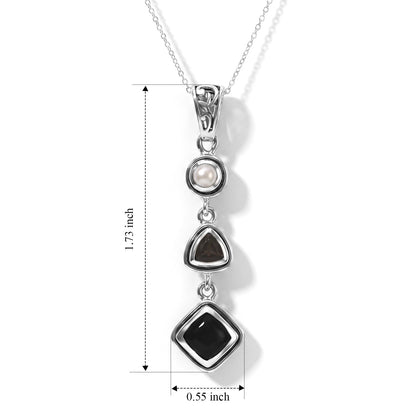 Black Obsidian Pendant – Pearl Crystal Teardrop Jewelry