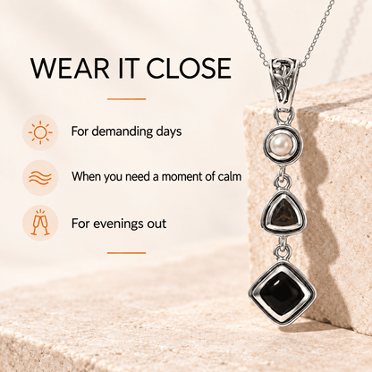 Black Obsidian Pendant – Pearl Crystal Teardrop Jewelry