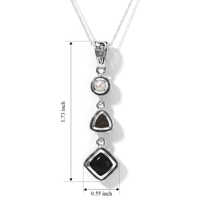 Black Obsidian Pendant – Pearl Crystal Teardrop Jewelry