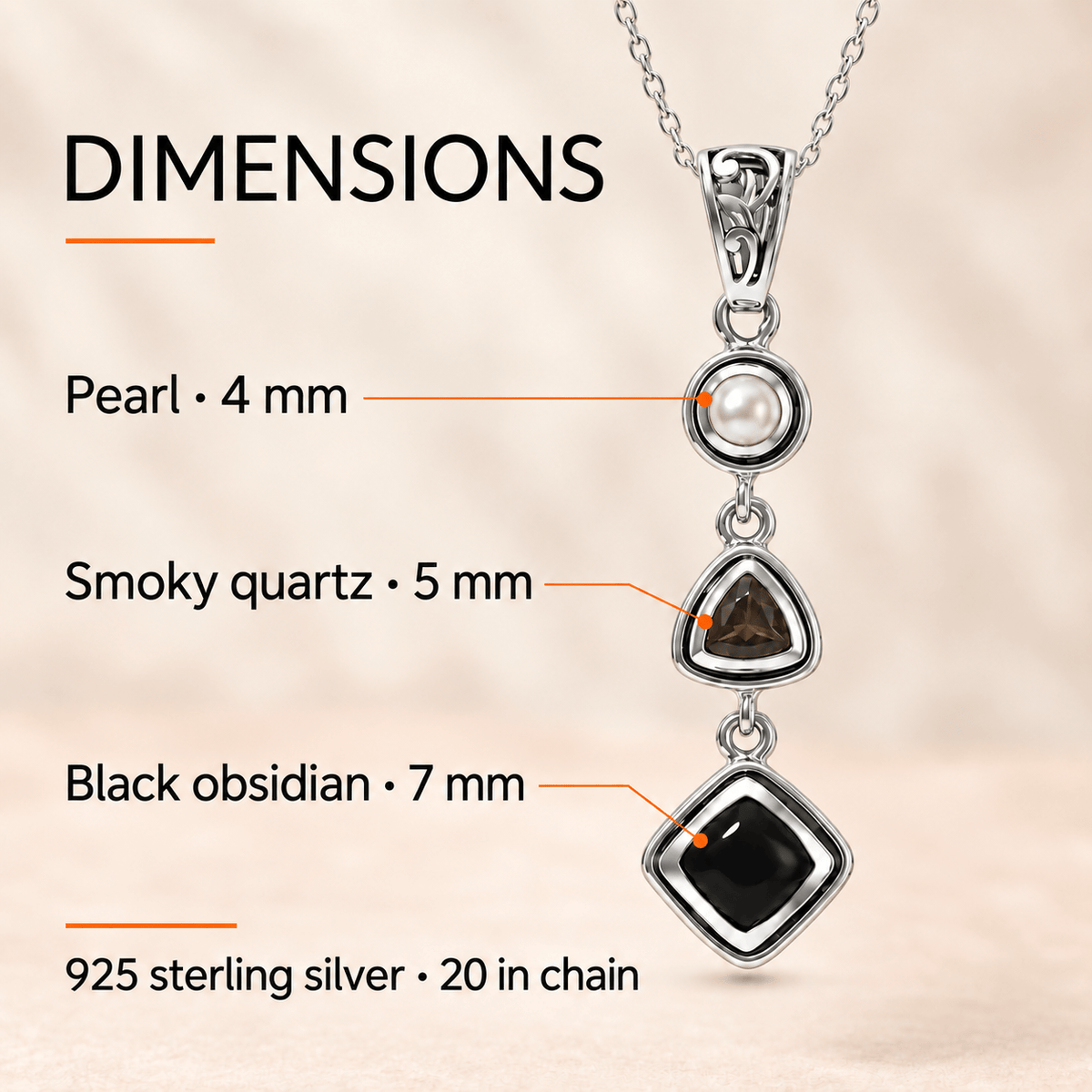 Black Obsidian Pendant – Pearl Crystal Teardrop Jewelry