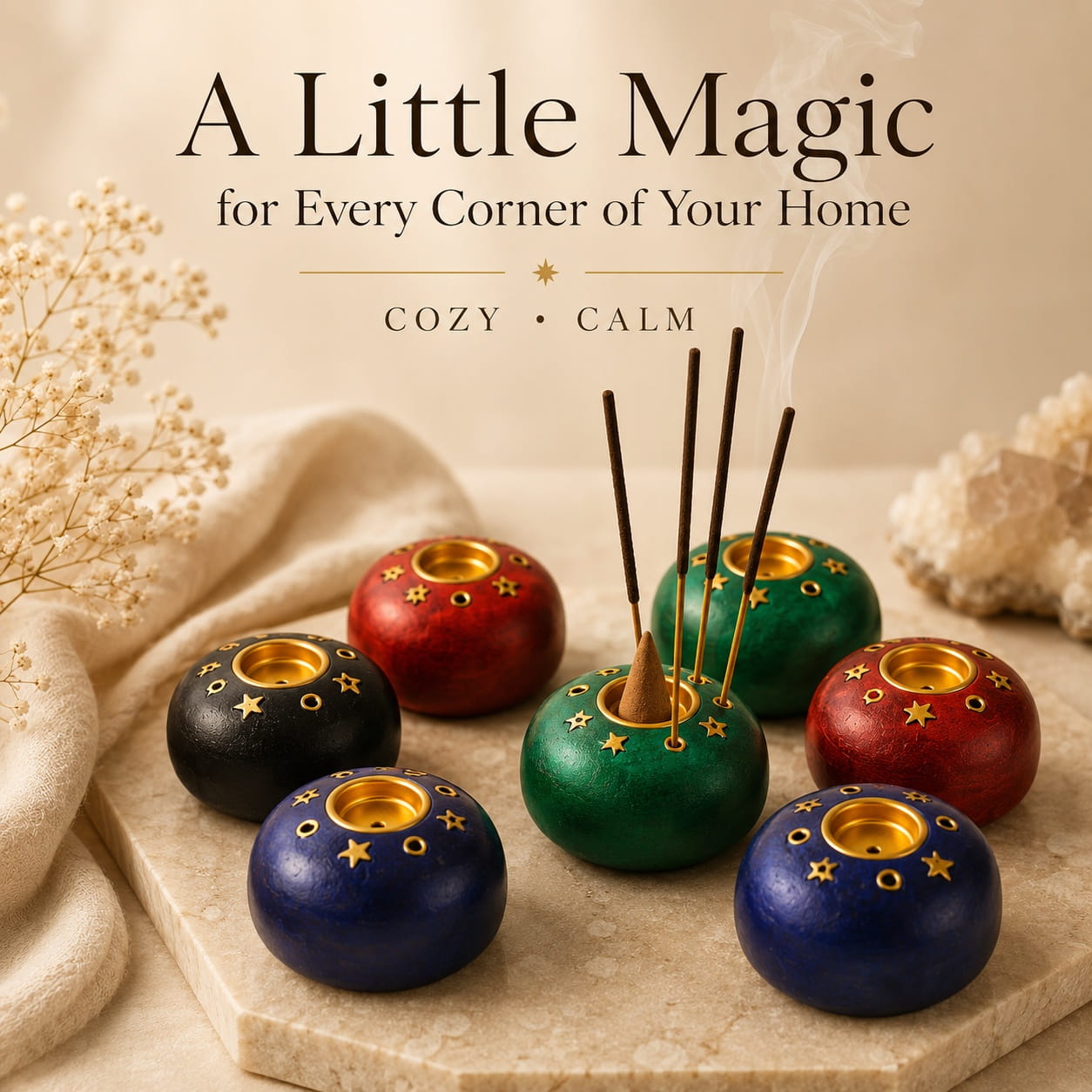 Set of 8 Mini Incense Burners – Cone and Stick Holders