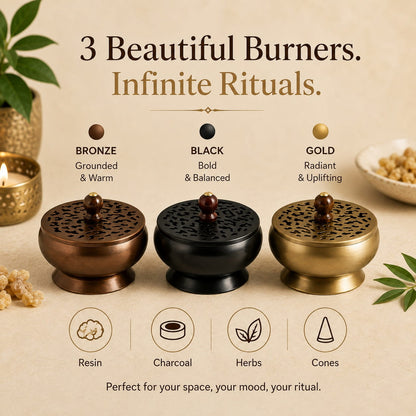 3-Piece Metal Incense Burner Set