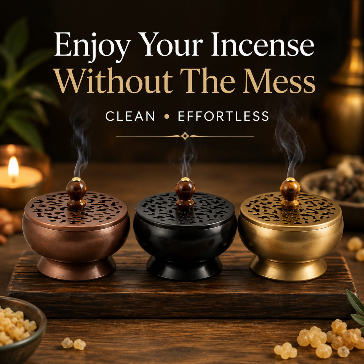 3-Piece Metal Incense Burner Set