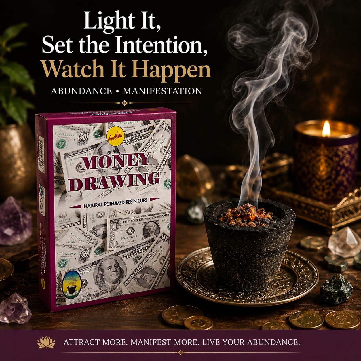 Money Drawing Resin Incense Cups – For Manifestation Ritual