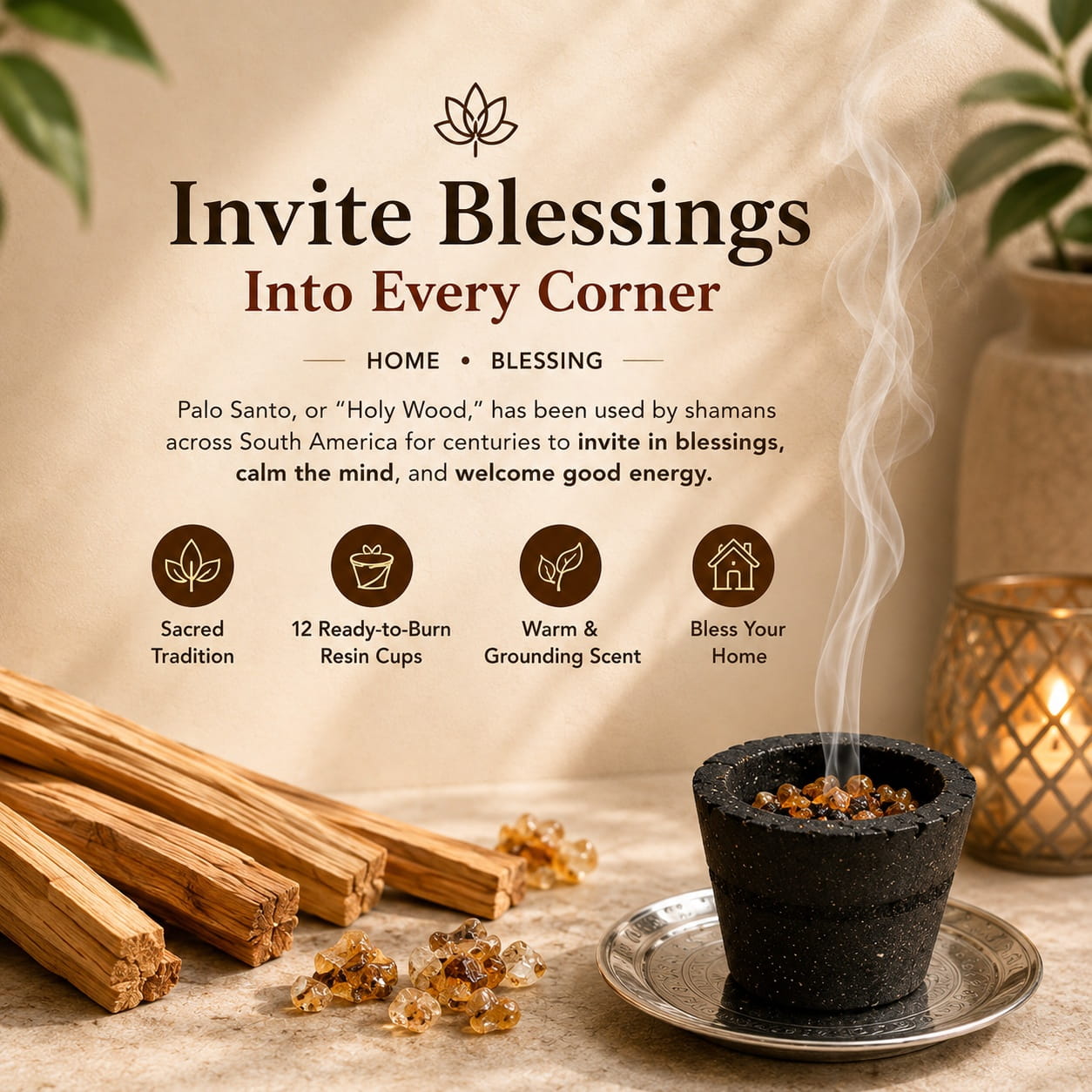 Palo Santo Natural Resin Incense Cups