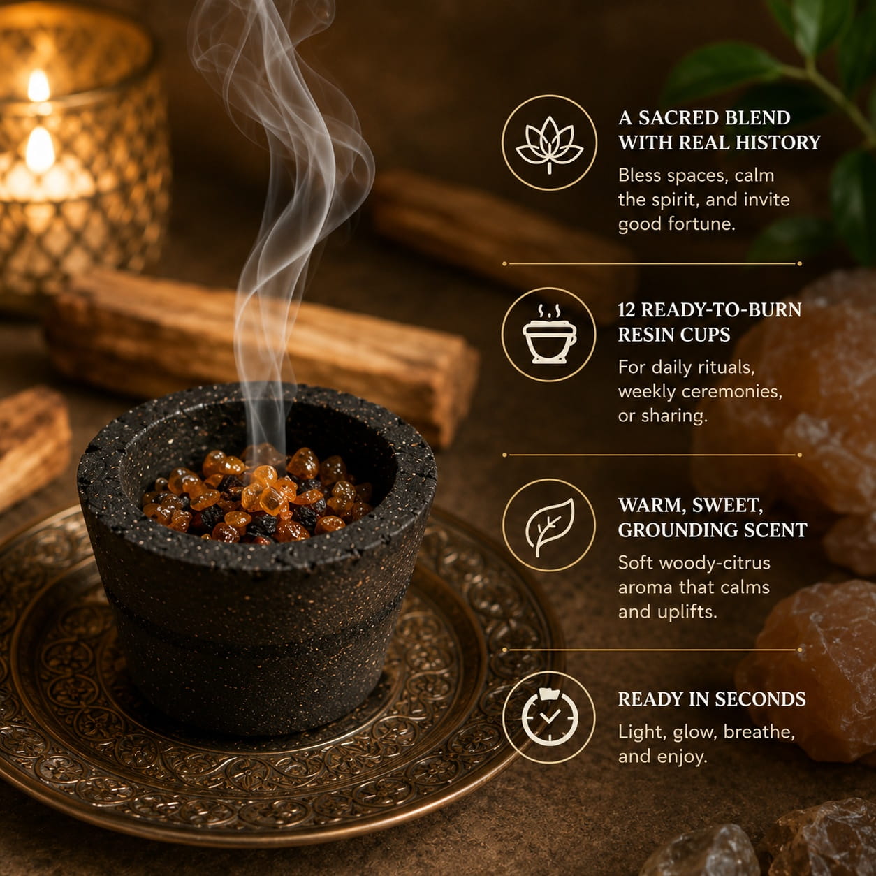 Palo Santo Natural Resin Incense Cups