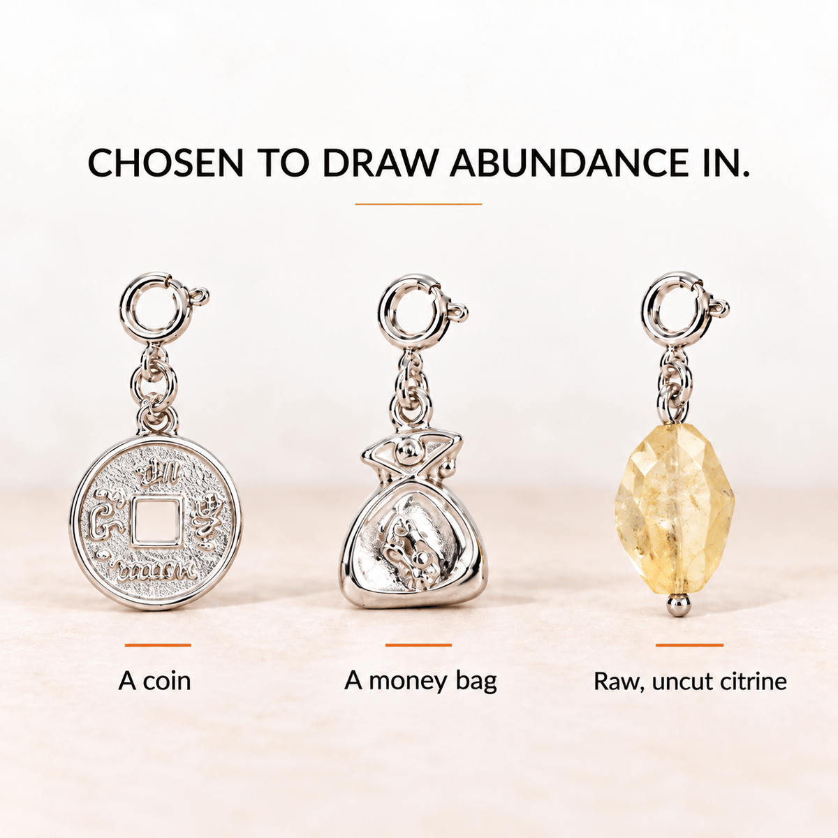 Abundance Charm Set – Citrine & Prosperity Symbols