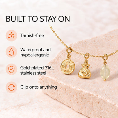 Abundance Charm Set – Citrine & Prosperity Symbols