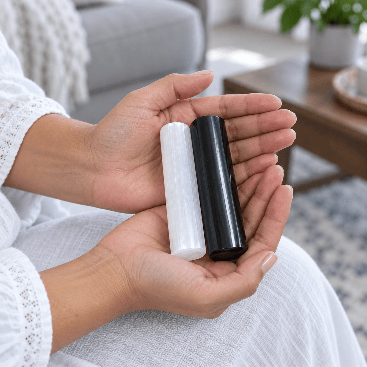 Selenite and Obsidian Wand Set – Energy Balance