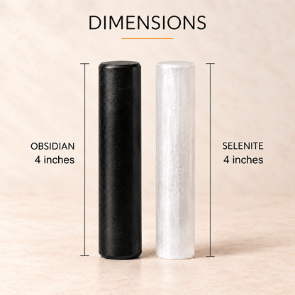 Selenite and Obsidian Wand Set – Energy Balance