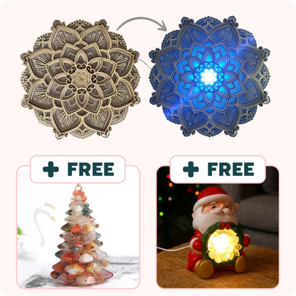 Mandala Light Lamp + FREE Christmas Tree & Crystal Santa Claus Night Light