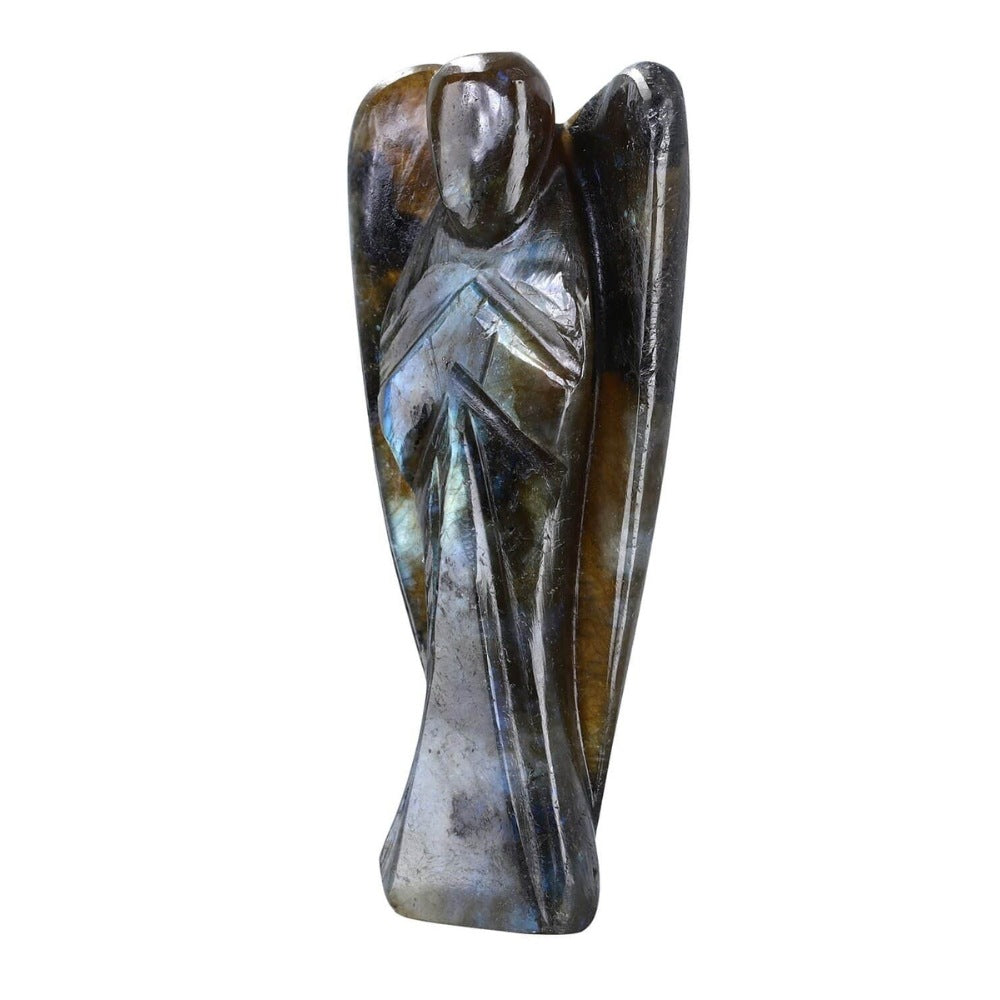 Hand Carved Labradorite Crystal Angel Figurine