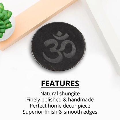 Shungite OM Round Tile – Enhance Your Space with Energy and Harmony