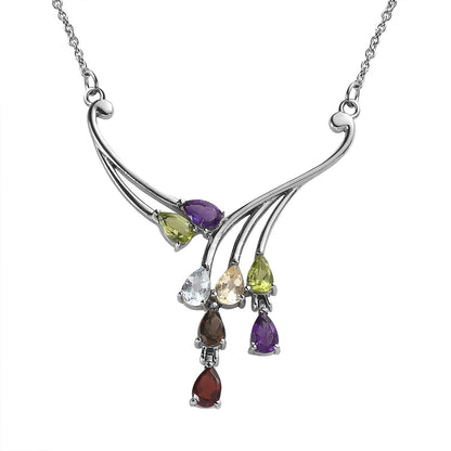 Multi Gemstone Necklace – Waterproof Tarnish-Free Stainless Steel Jewelry