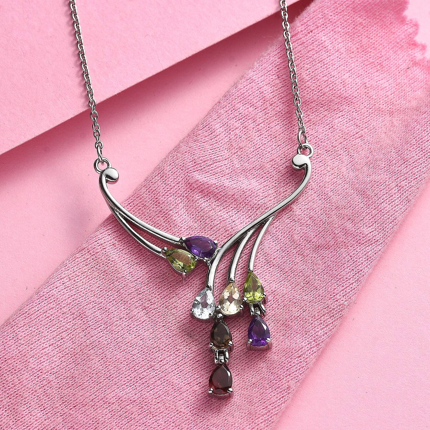 Multi Gemstone Necklace – Waterproof Tarnish-Free Stainless Steel Jewelry