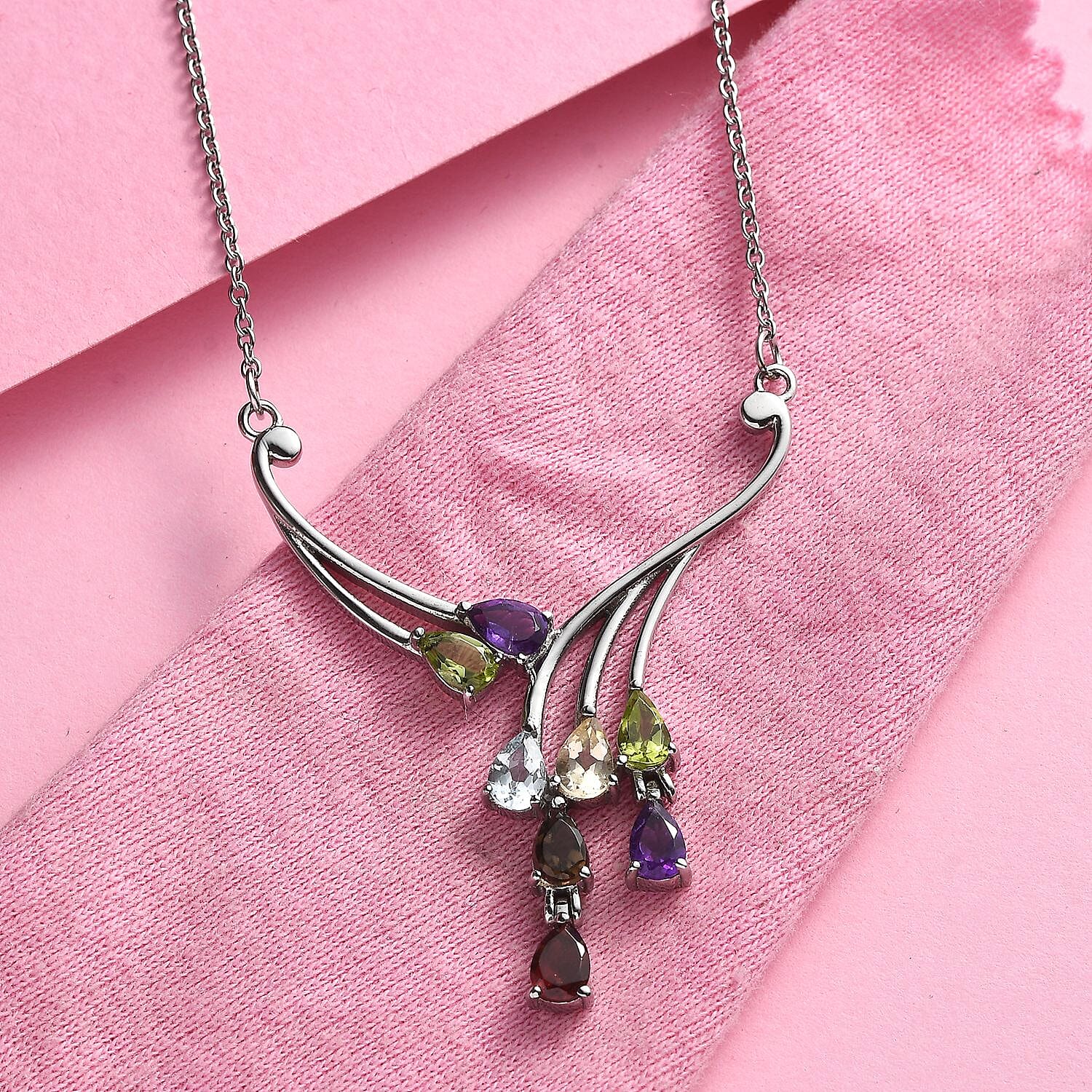 Multi Gemstone Necklace – Waterproof Tarnish-Free Stainless Steel Jewelry