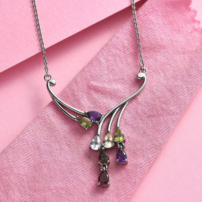 Multi Gemstone Necklace – Waterproof Tarnish-Free Stainless Steel Jewelry