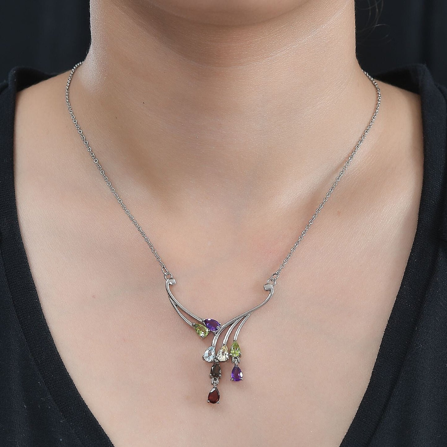 Multi Gemstone Necklace – Waterproof Tarnish-Free Stainless Steel Jewelry