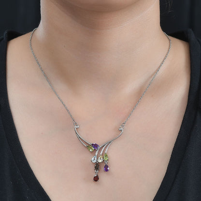 Multi Gemstone Necklace – Waterproof Tarnish-Free Stainless Steel Jewelry