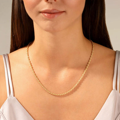 10K Yellow Gold Rope Chain Necklace – Classic Elegance in Every Twist