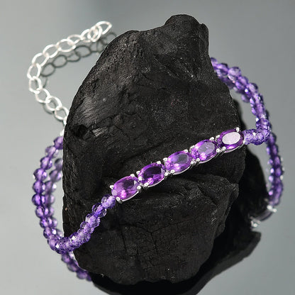 African Amethyst Beaded Bracelet — Radiant Elegance & Spiritual Harmony