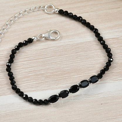 D'Joy Gemstone Beaded Bracelet in Silver