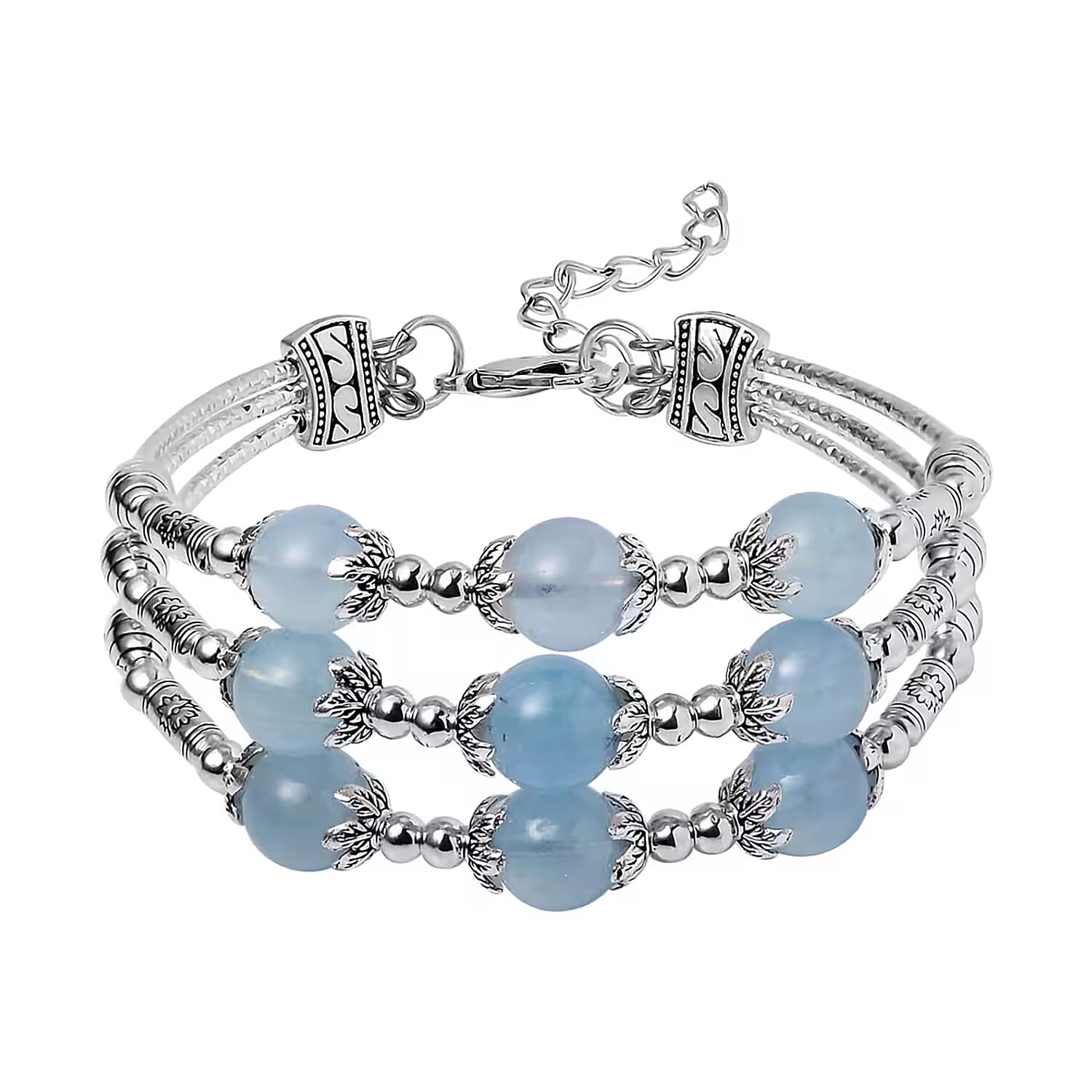 Mangoro Aquamarine 3-Row Station Bracelet — The Essence of Timeless Elegance