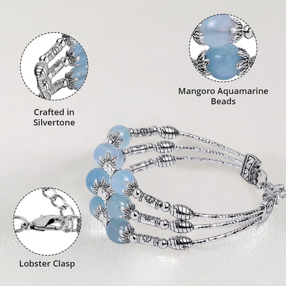 Mangoro Aquamarine 3-Row Station Bracelet — The Essence of Timeless Elegance