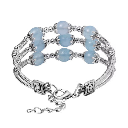 Mangoro Aquamarine 3-Row Station Bracelet — The Essence of Timeless Elegance