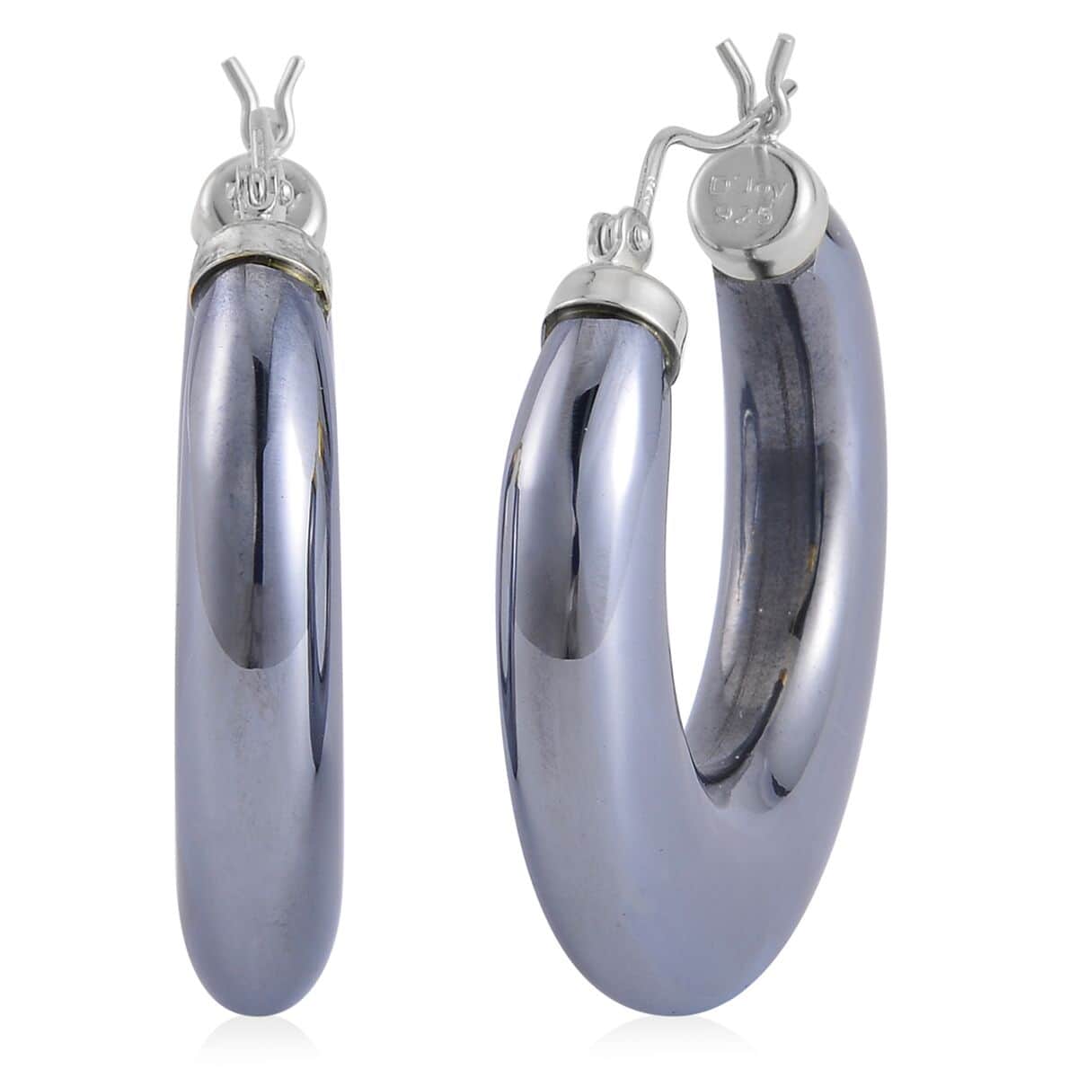 Elegant Terahertz Hoop Earrings in Rhodium