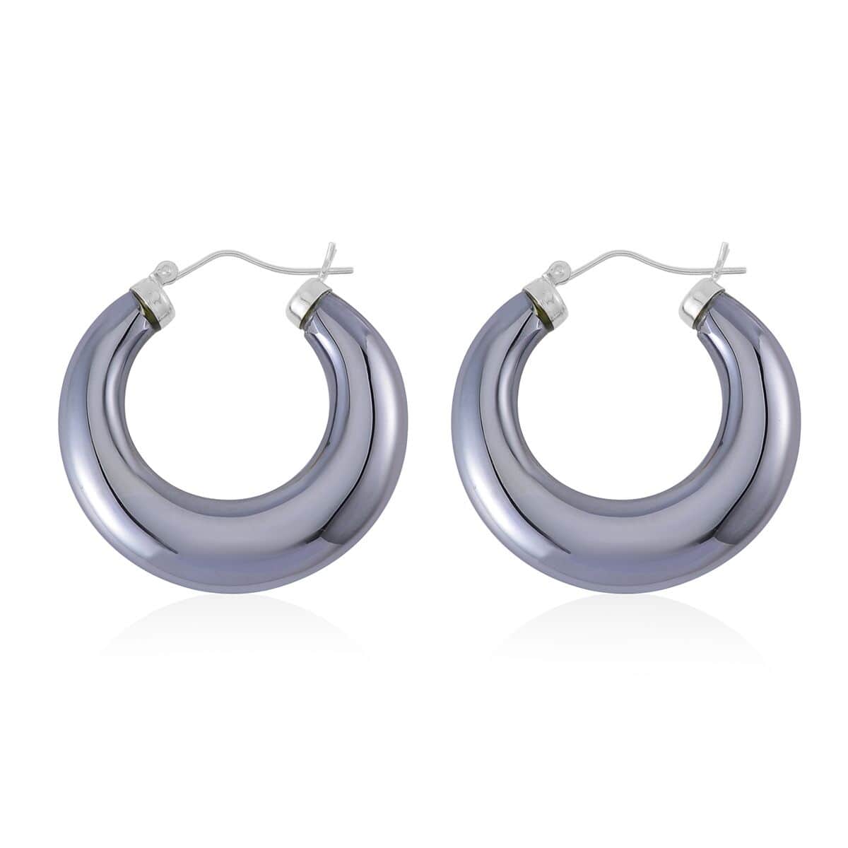 Elegant Terahertz Hoop Earrings in Rhodium