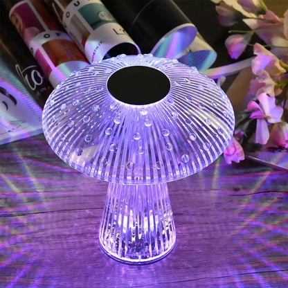 Remote Control Mushroom Shaped Crystal Table Lamp with Multi Color Changing Lights