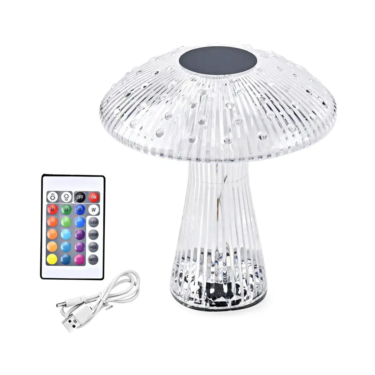 Remote Control Mushroom Shaped Crystal Table Lamp with Multi Color Changing Lights