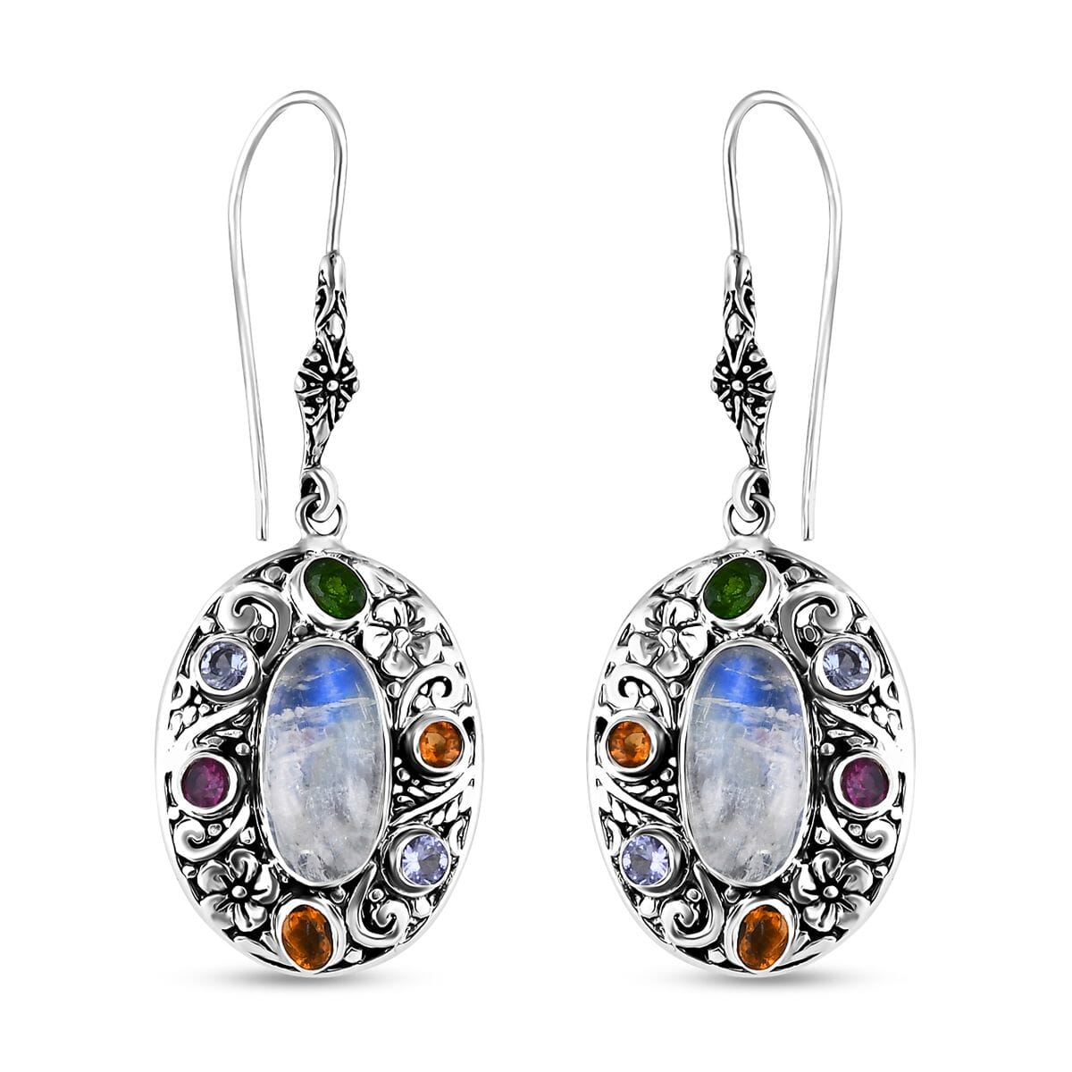 Rainbow Moonstone & Multi-Gemstone Earrings – Vitality & Creativity Boost