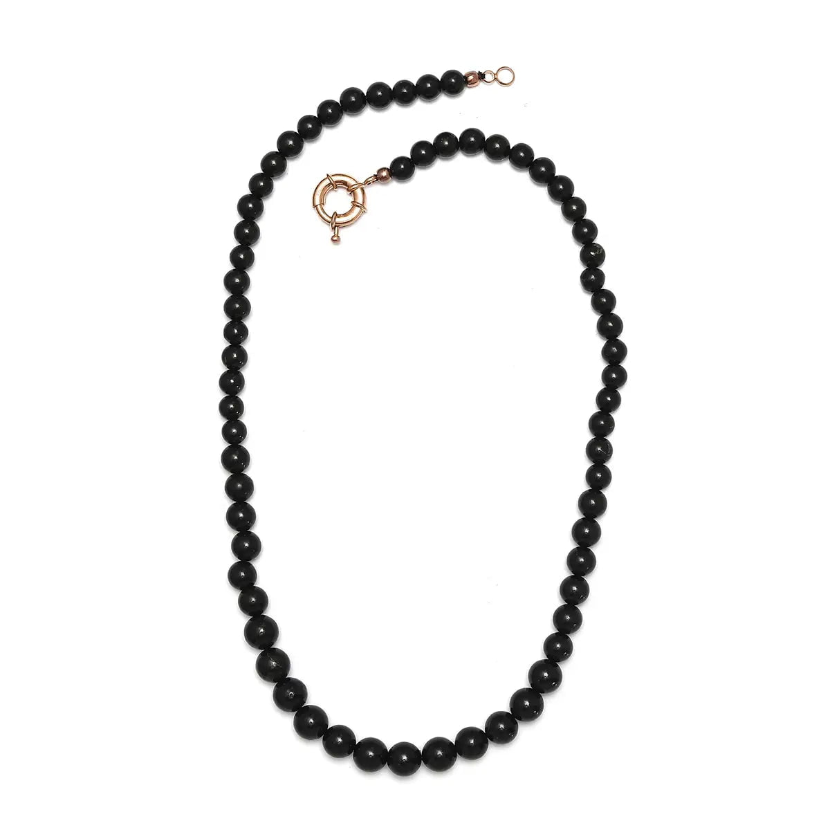 Karis Shungite Beaded Necklace 20 Inches in 18K Yellow Gold Plated Clasp