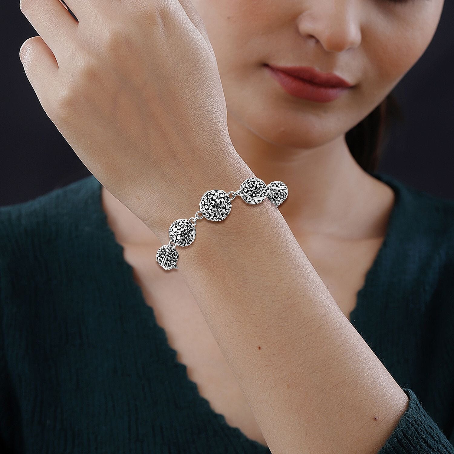 Bali Legacy Frangipani Filigree Silver Bracelet