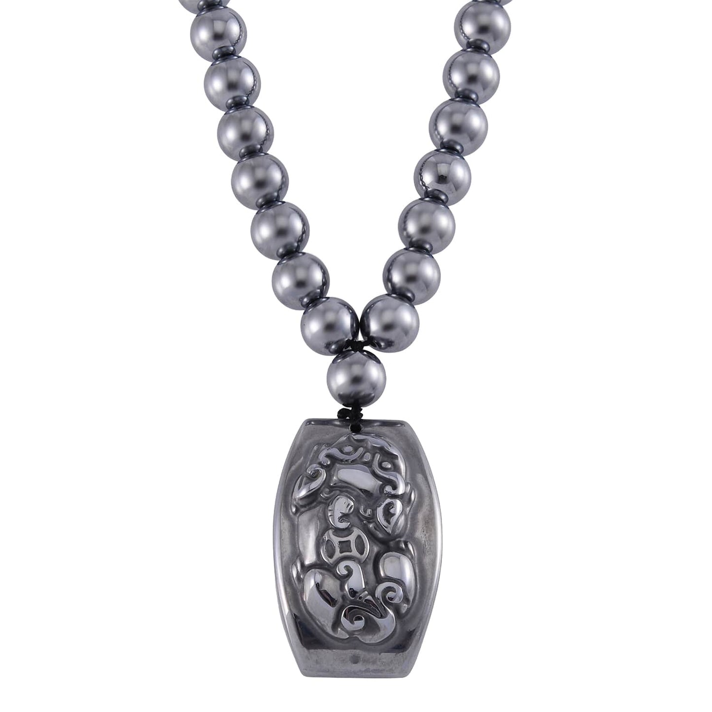 Rhodium Carved Pendant