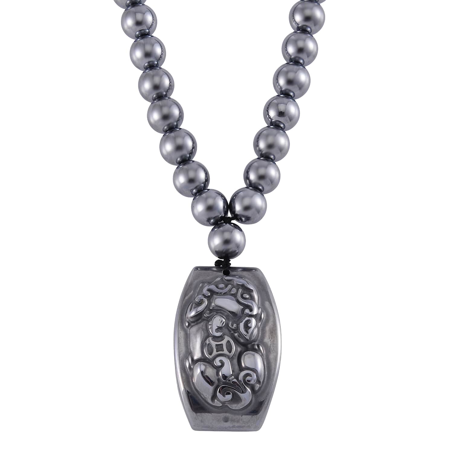 Rhodium Carved Pendant