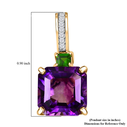 Gold, Diopside and Diamond Pendant