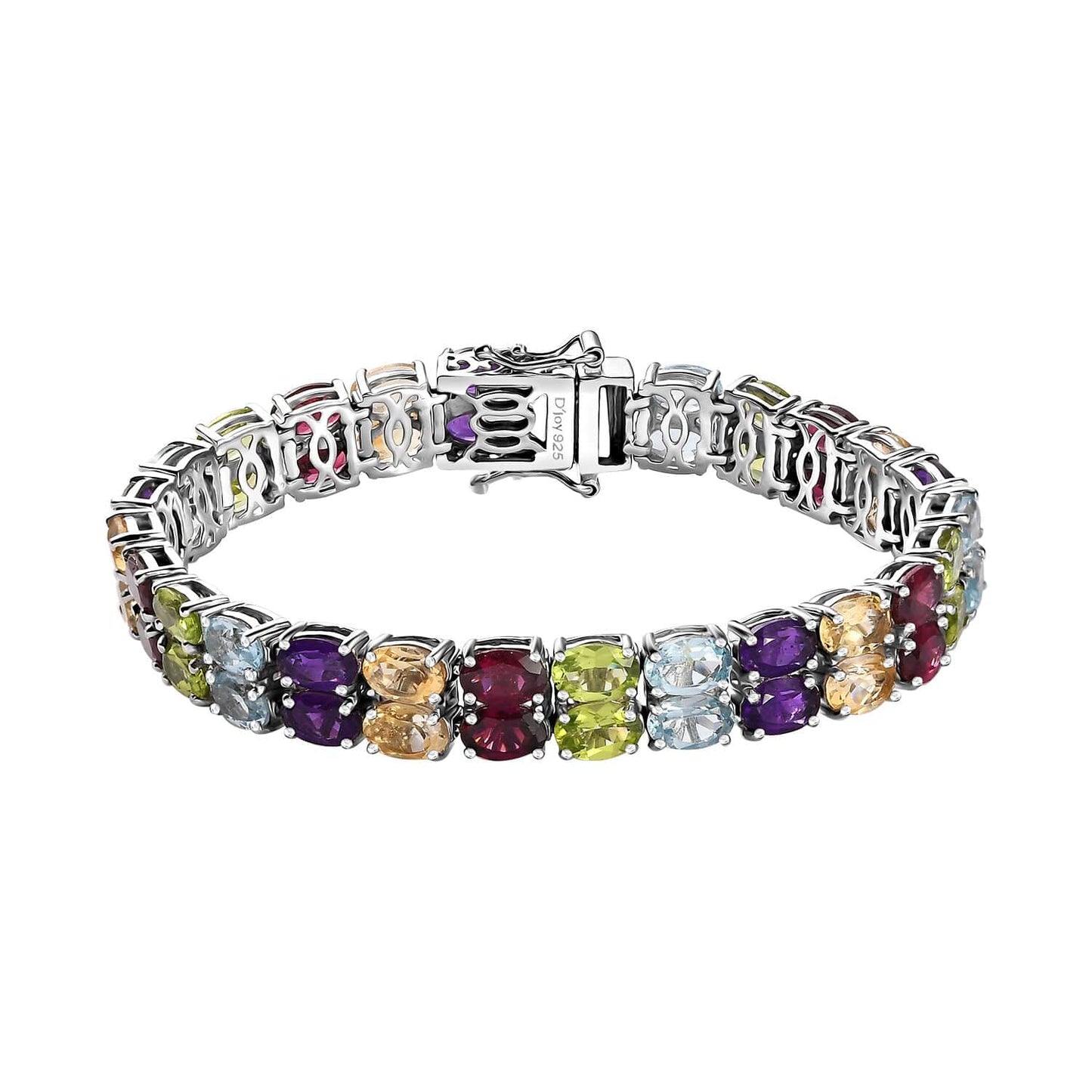 Multi Gemstone Bracelet Made in Platinum over Sterling Silver