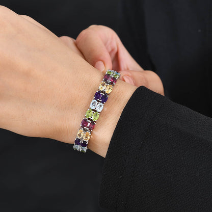 Multi Gemstone Bracelet Made in Platinum over Sterling Silver