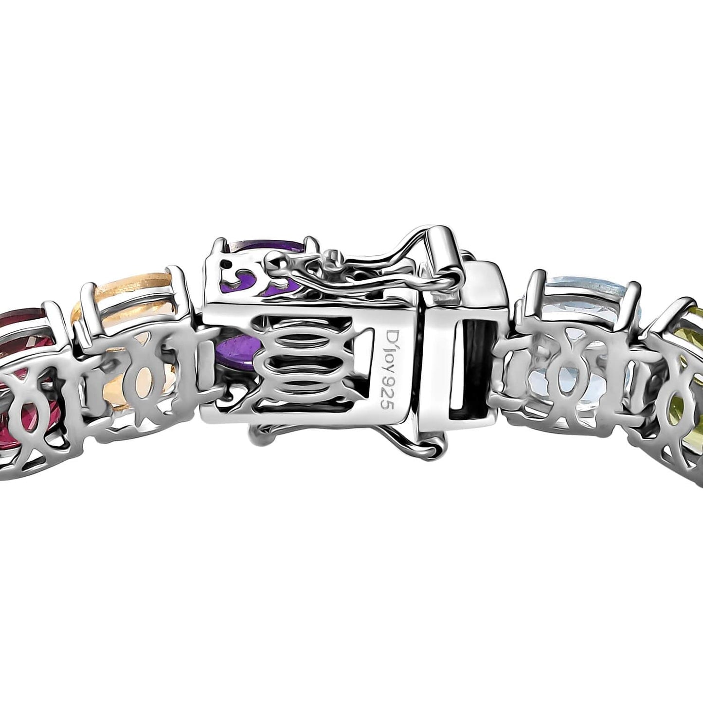 Multi Gemstone Bracelet Made in Platinum over Sterling Silver