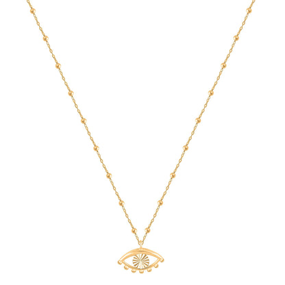 10K Yellow Gold Evil Eye Beaded Necklace – A Modern Amulet of Protection