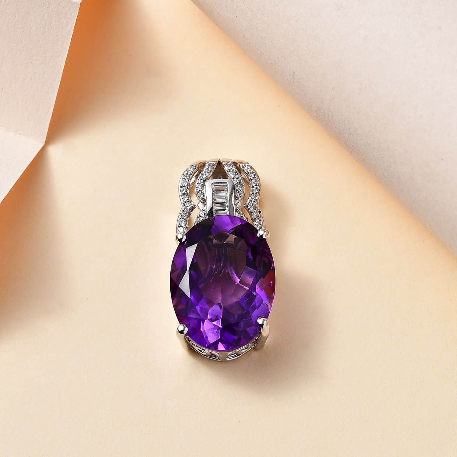 Amethyst and White Zircon Pendant