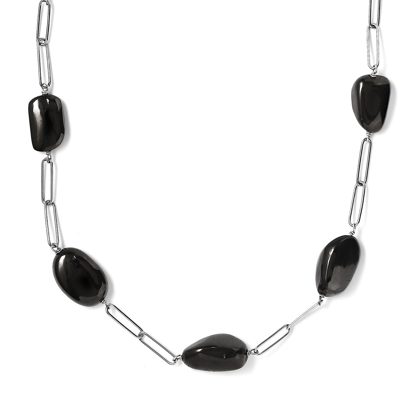 Paper Clip Chain Necklace with Elite Shungite Stones