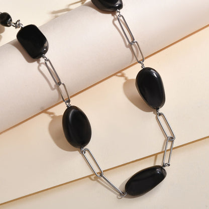 Paper Clip Chain Necklace with Elite Shungite Stones