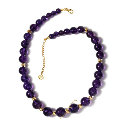 African Amethyst Beaded Necklace 18-20