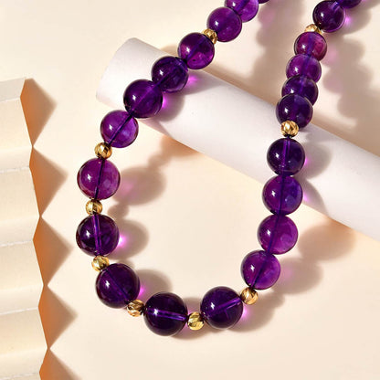 African Amethyst Beaded Necklace 18-20