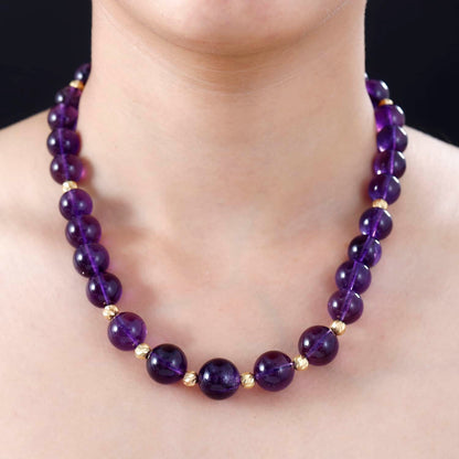 African Amethyst Beaded Necklace 18-20