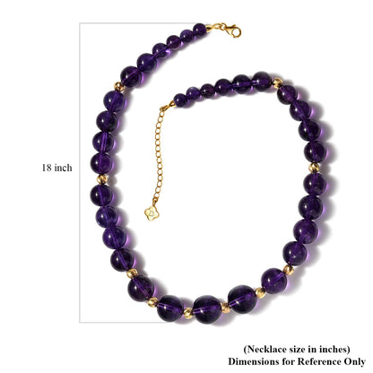 African Amethyst Beaded Necklace 18-20